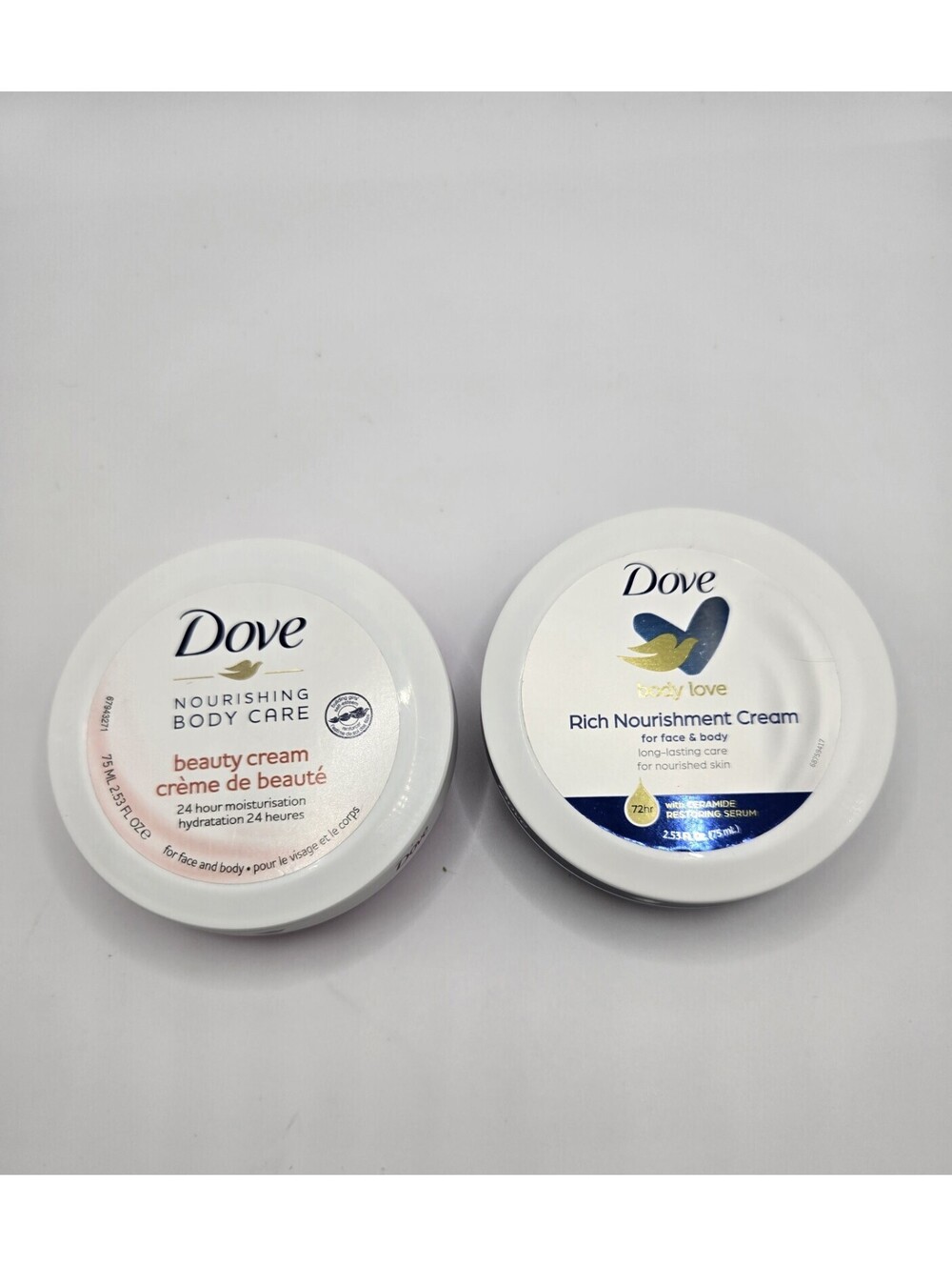 Dove Beauty Cream & Rich Nourishment Cream Face Body Moisturizer 2 Pc Bundle